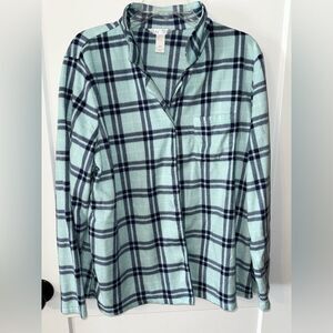 Adonna Plaid Sleep Shirt - Blue and Black